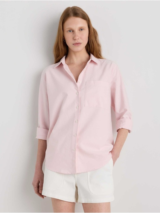 Quince Tops - Quince Organic Cotton Relaxed Oxford Shirt size s opal pink